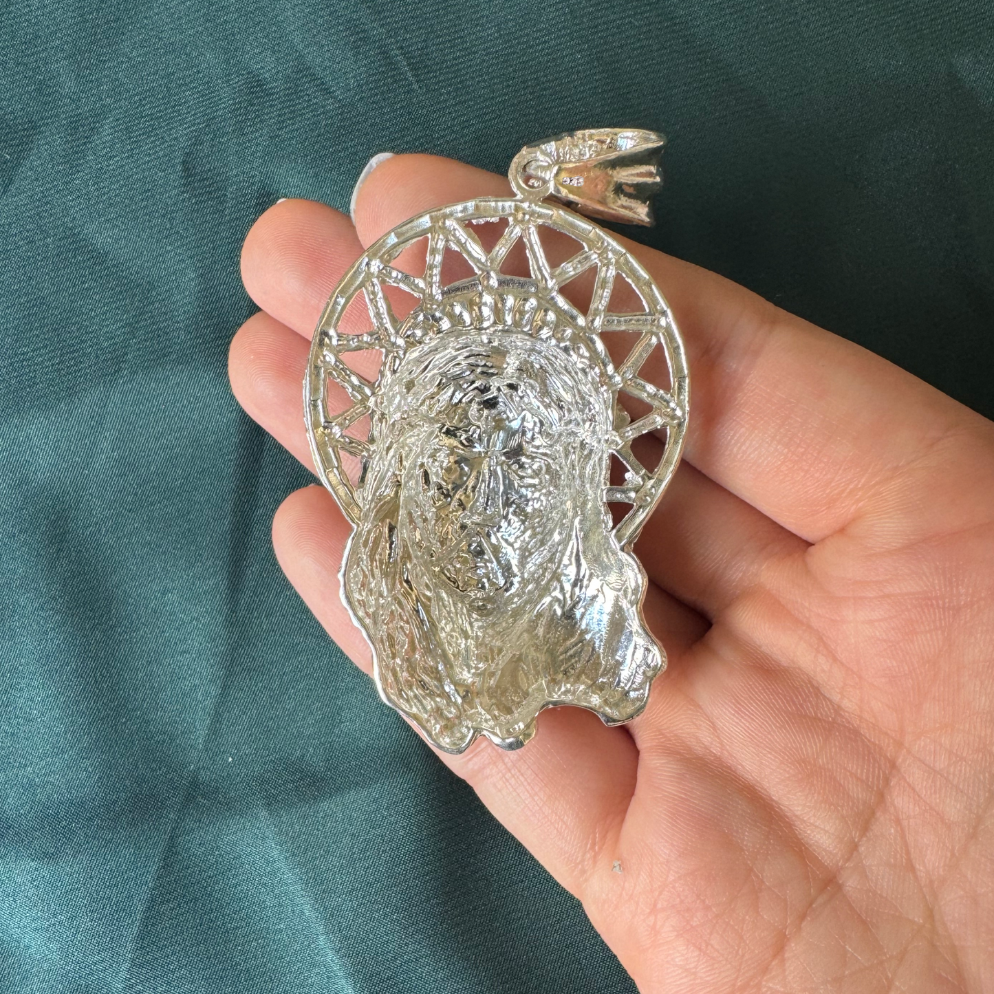 Large Jesus Head .925 Sterling Silver pendant