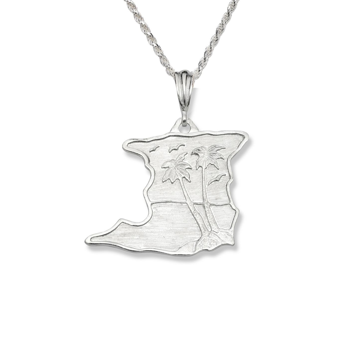 Trinidad Map 925 Sterling Silver Pendant Necklace