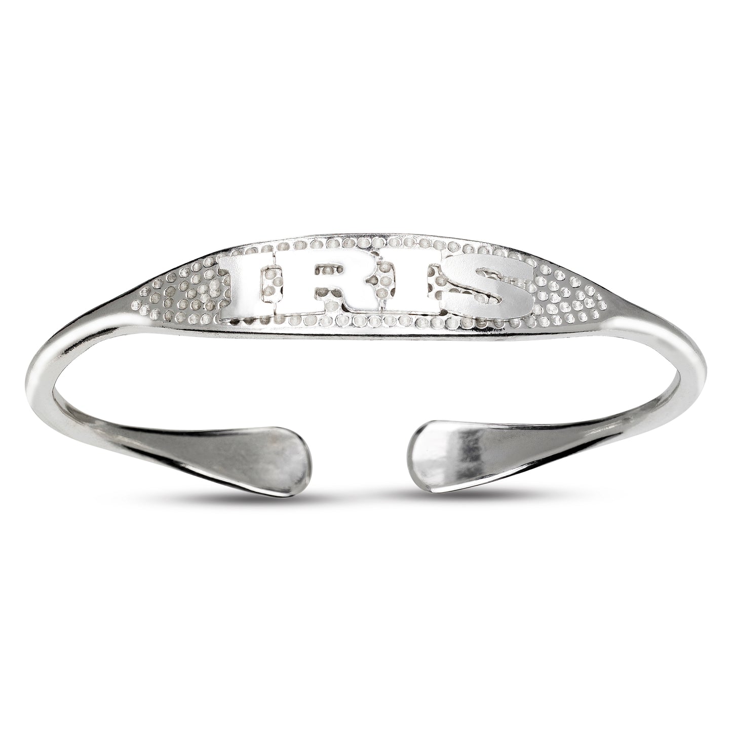 Custom NAME PLATE .925 Sterling Silver ID Cuff Bracelet for Men and Women Thick Wire Bangle