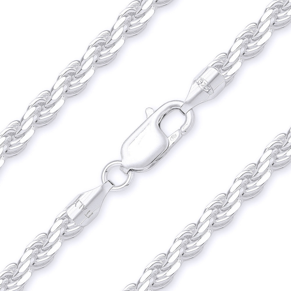 Better Jewelry 3.2mm Rope Diamond cut Chain Necklace .925 Sterling Silver