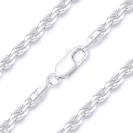 Better Jewelry 3.2mm Rope Diamond cut Chain Necklace .925 Sterling Silver