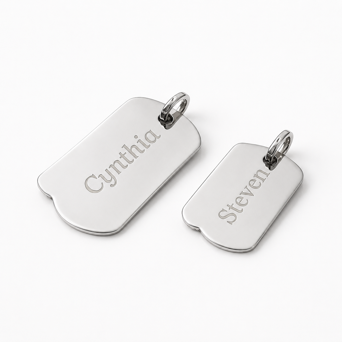 Custom DOG TAG Silver Name Bar Necklace w. Engraving