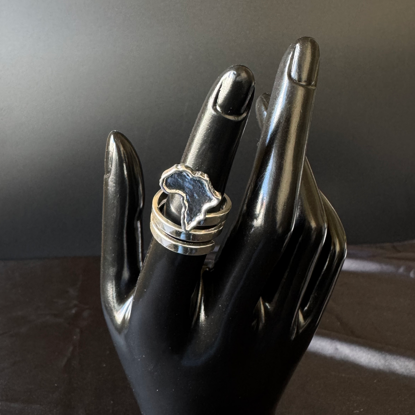 African Map Spiral Three Row 925 Sterling Silver Ring