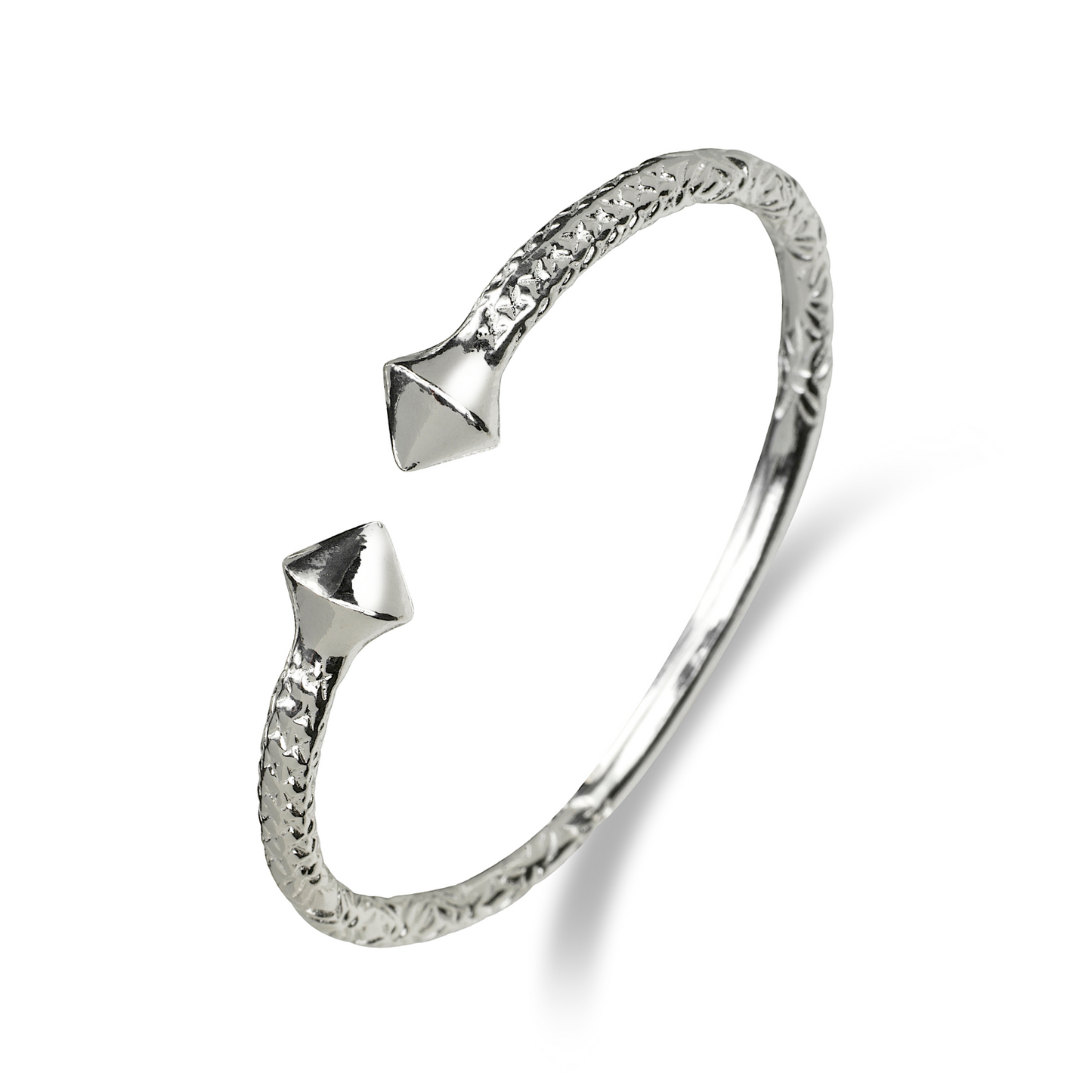 Better Jewelry Thick Pyramid Ends .925 Sterling Silver West Indian Bangles (Pair)