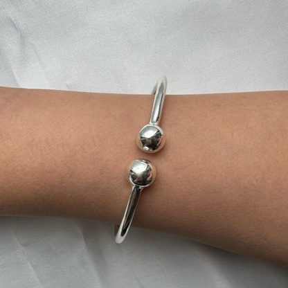 Ball .925 Sterling Silver Plain West Indian Bangle, 1 piece