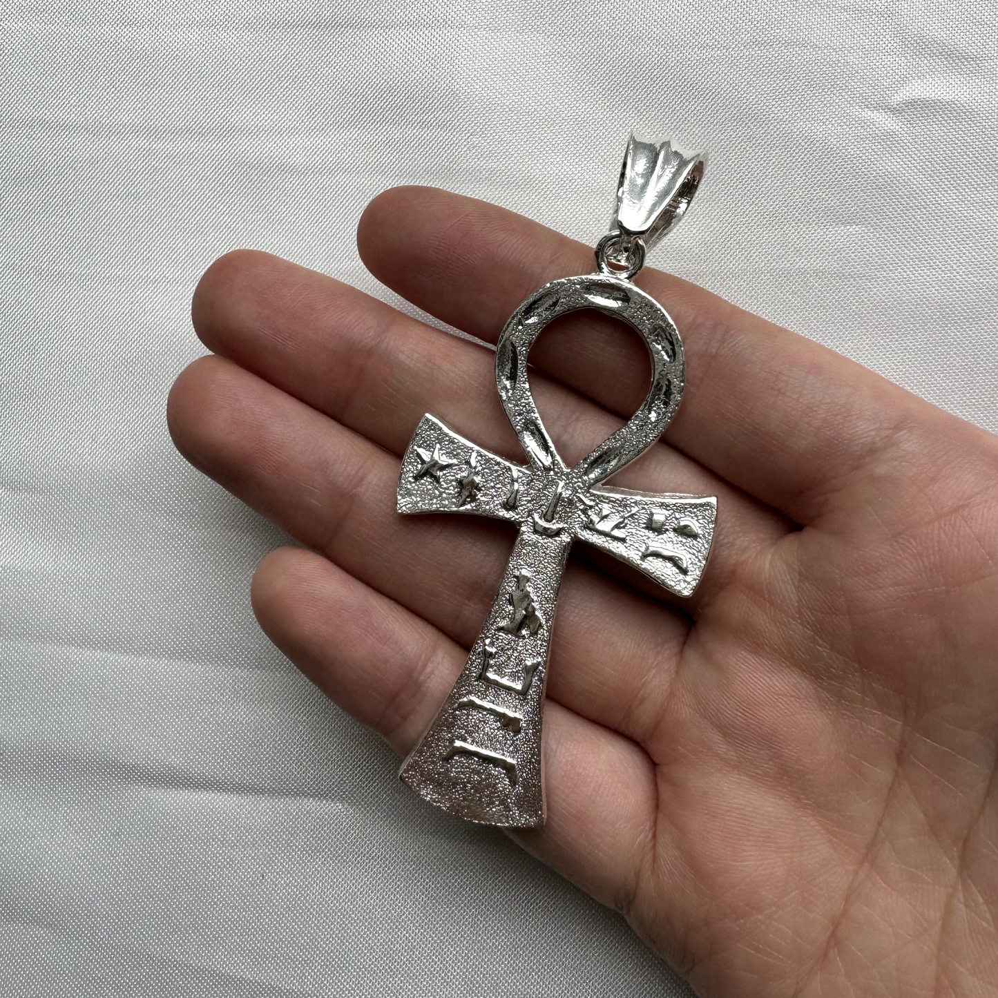 Large Ankh Hieroglyphic . 925 Sterling Silver Pendant