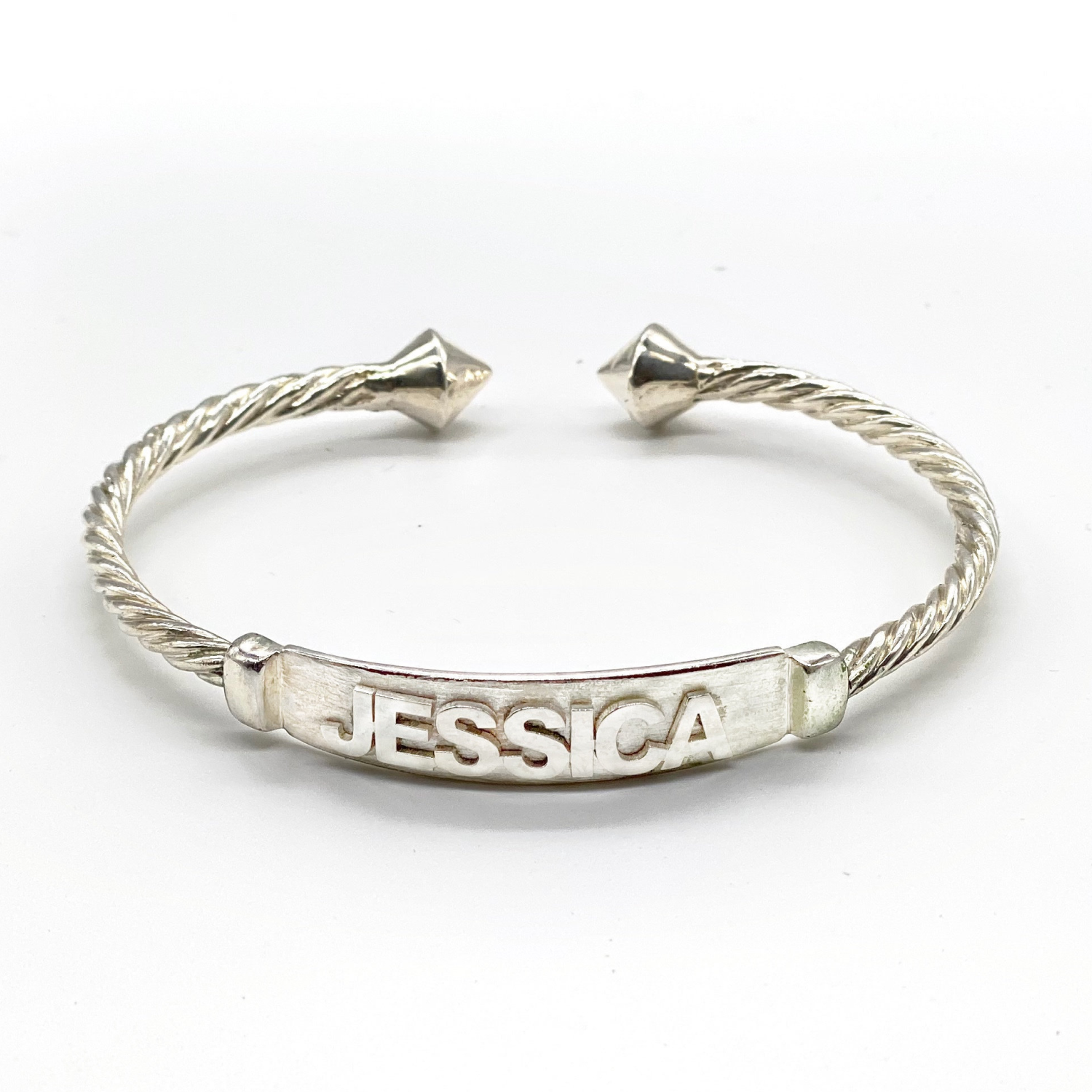 Better Jewelry Personalized Sterling Silver Nameplate Coiled Rope
