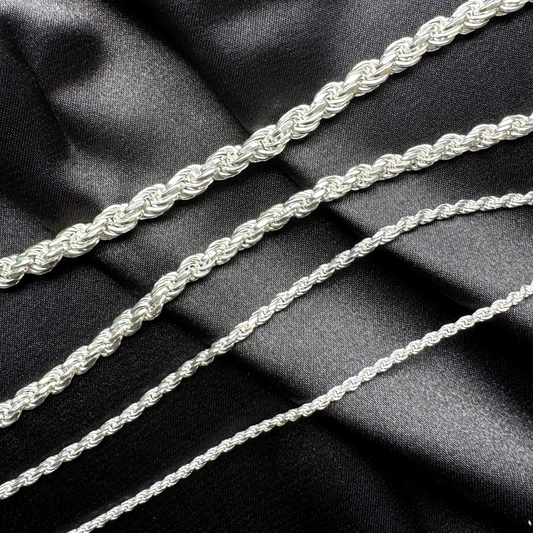 925 Sterling Silver Solid Italian Rope Chain Necklace