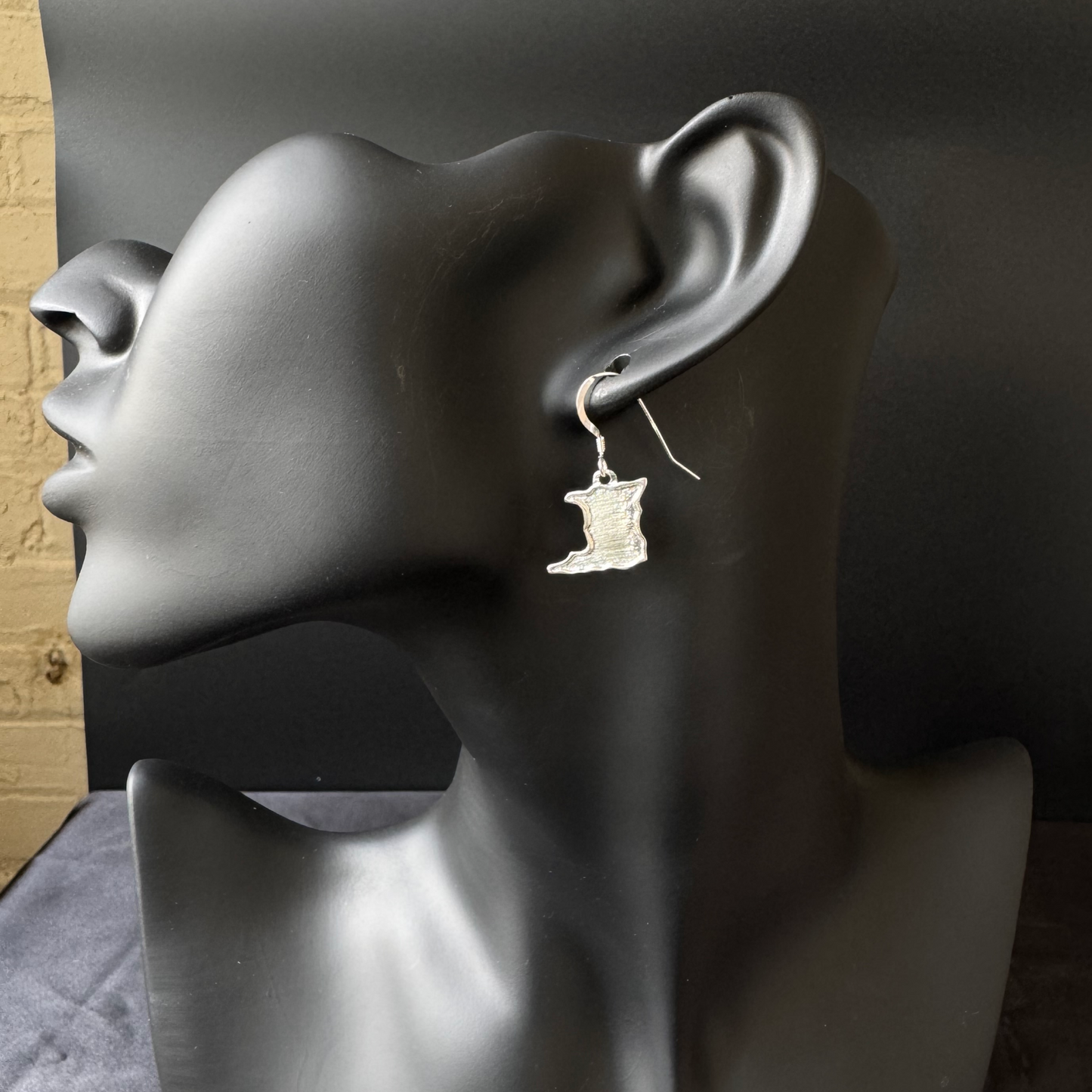 Small Trinidad Map 925 Sterling Silver Earrings