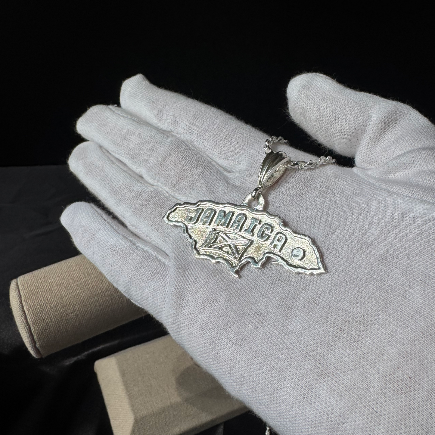 Jamaica Map .925 Sterling Silver Pendant Necklace
