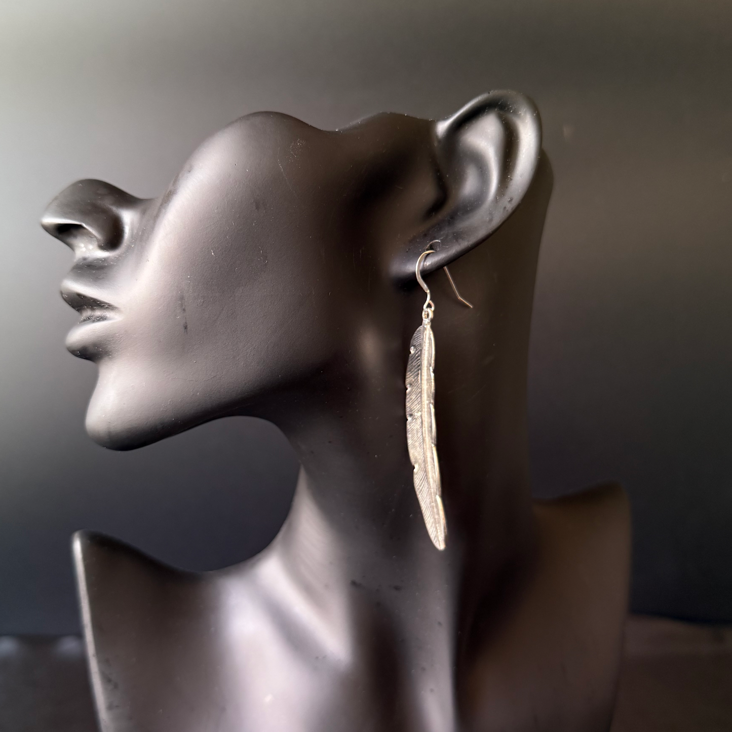 Solid .925 Sterling Silver Large Feather Earrings