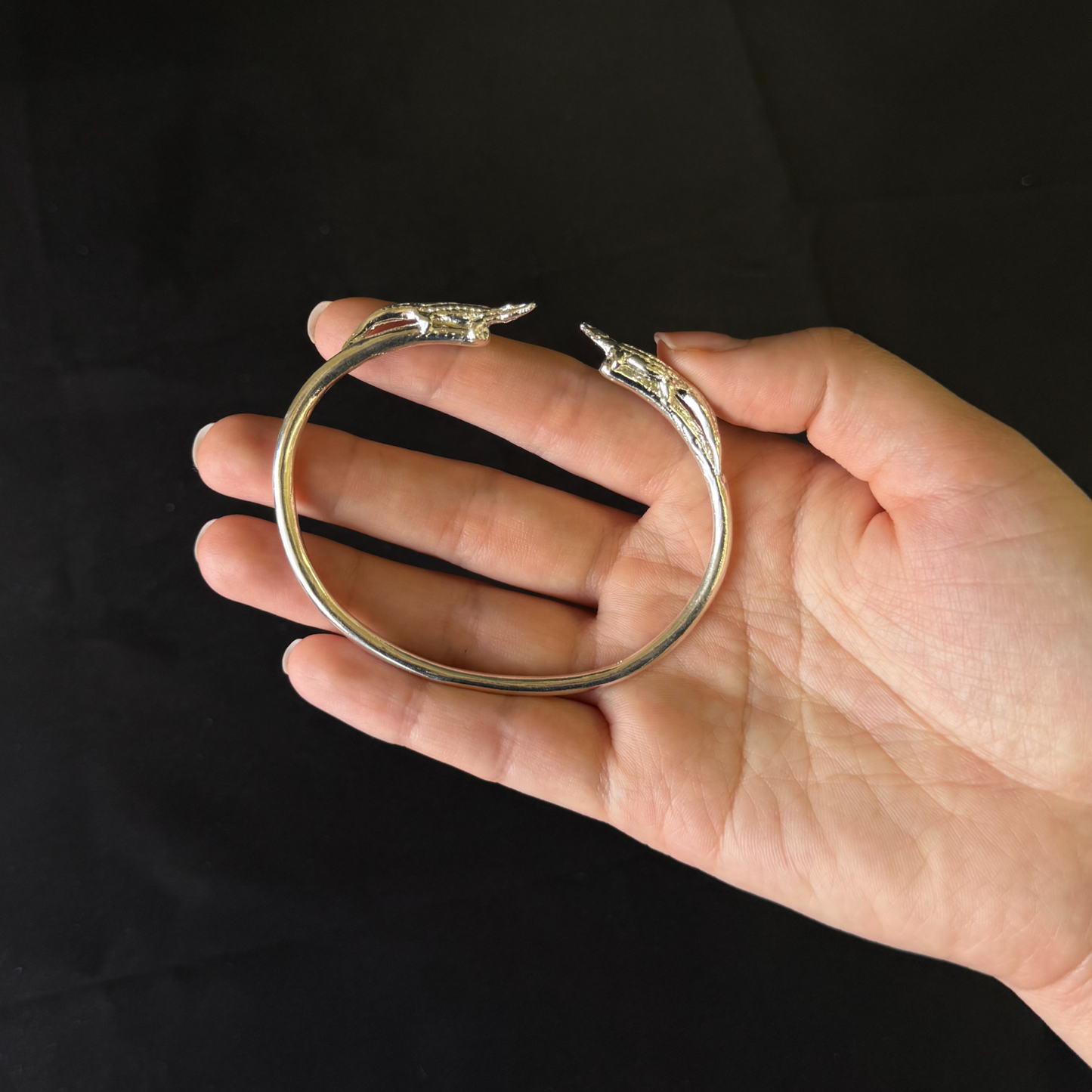 Elegant Alligator 925 Sterling Silver West Indian Bangle, 1 piece