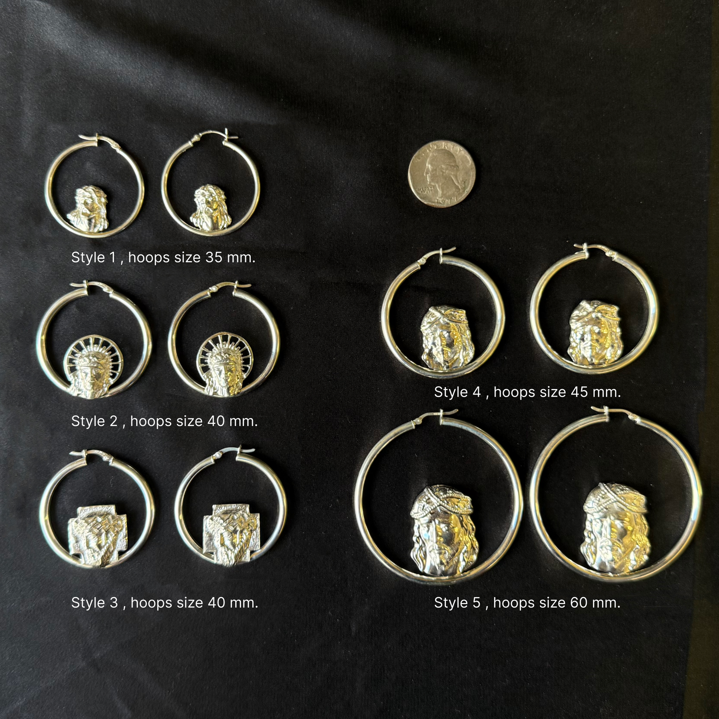 Jesus 925 Sterling Silver Hoops Earrings