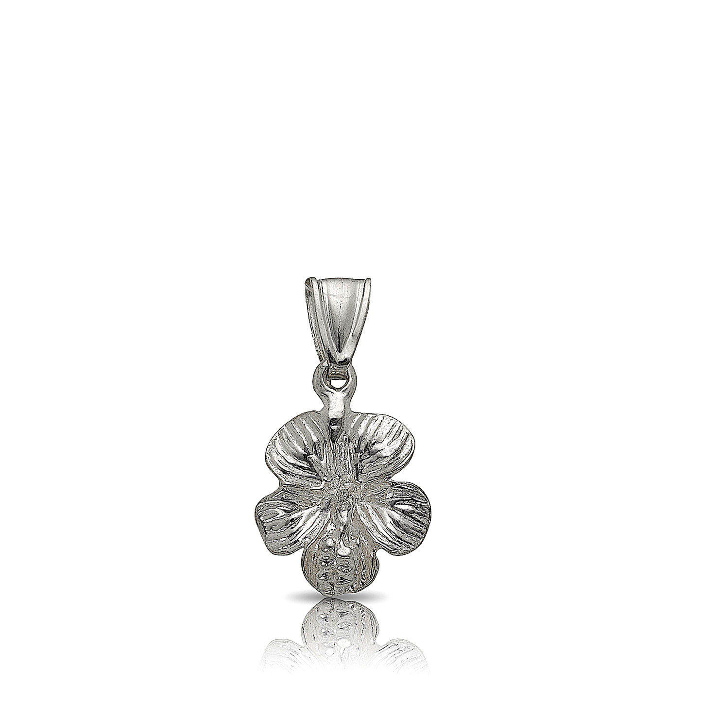 Small Hibiscus Flower Pendant Necklace .925 Sterling Silver
