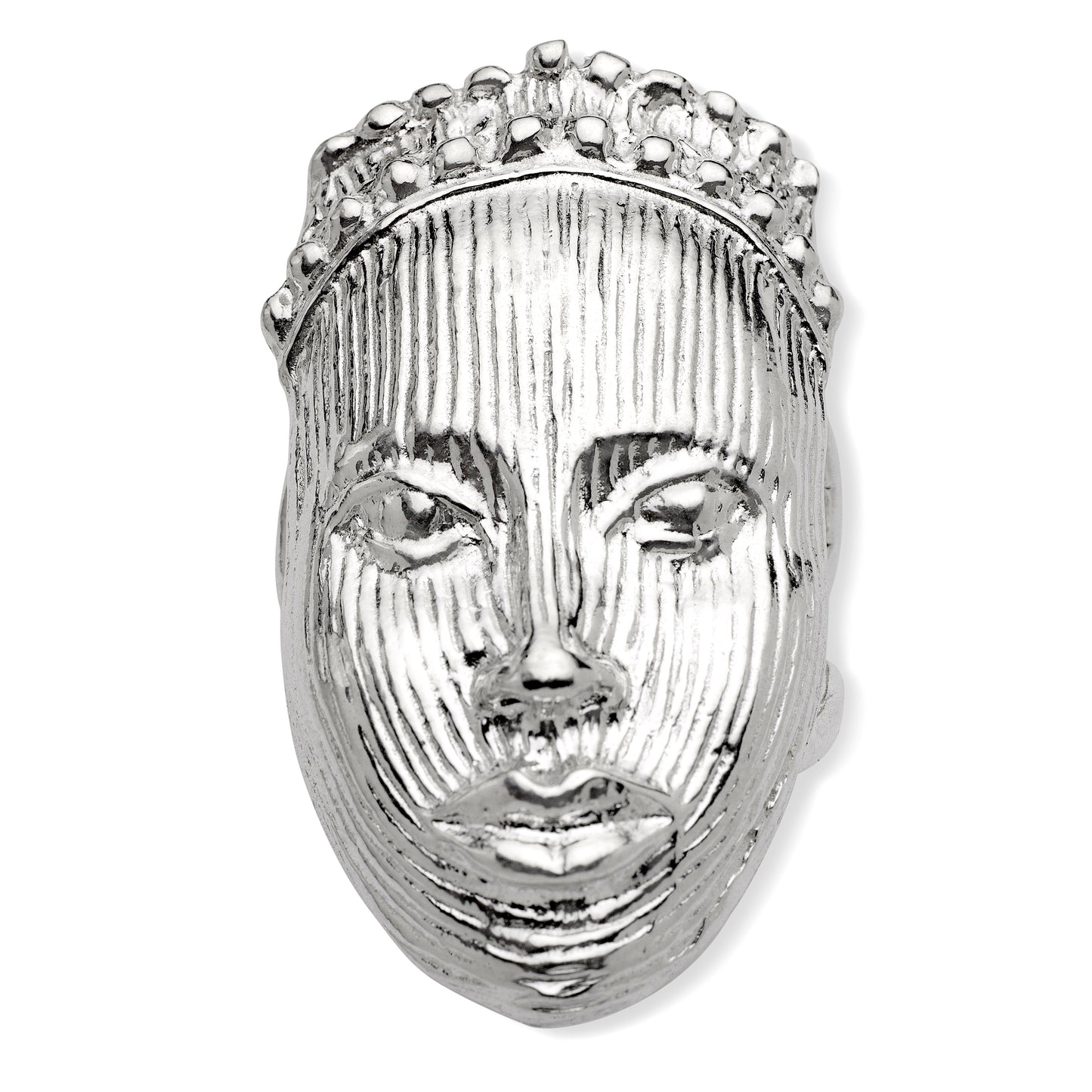 Handmade African Carved Mask Ring – 925 Sterling Silver Statement Jewelry