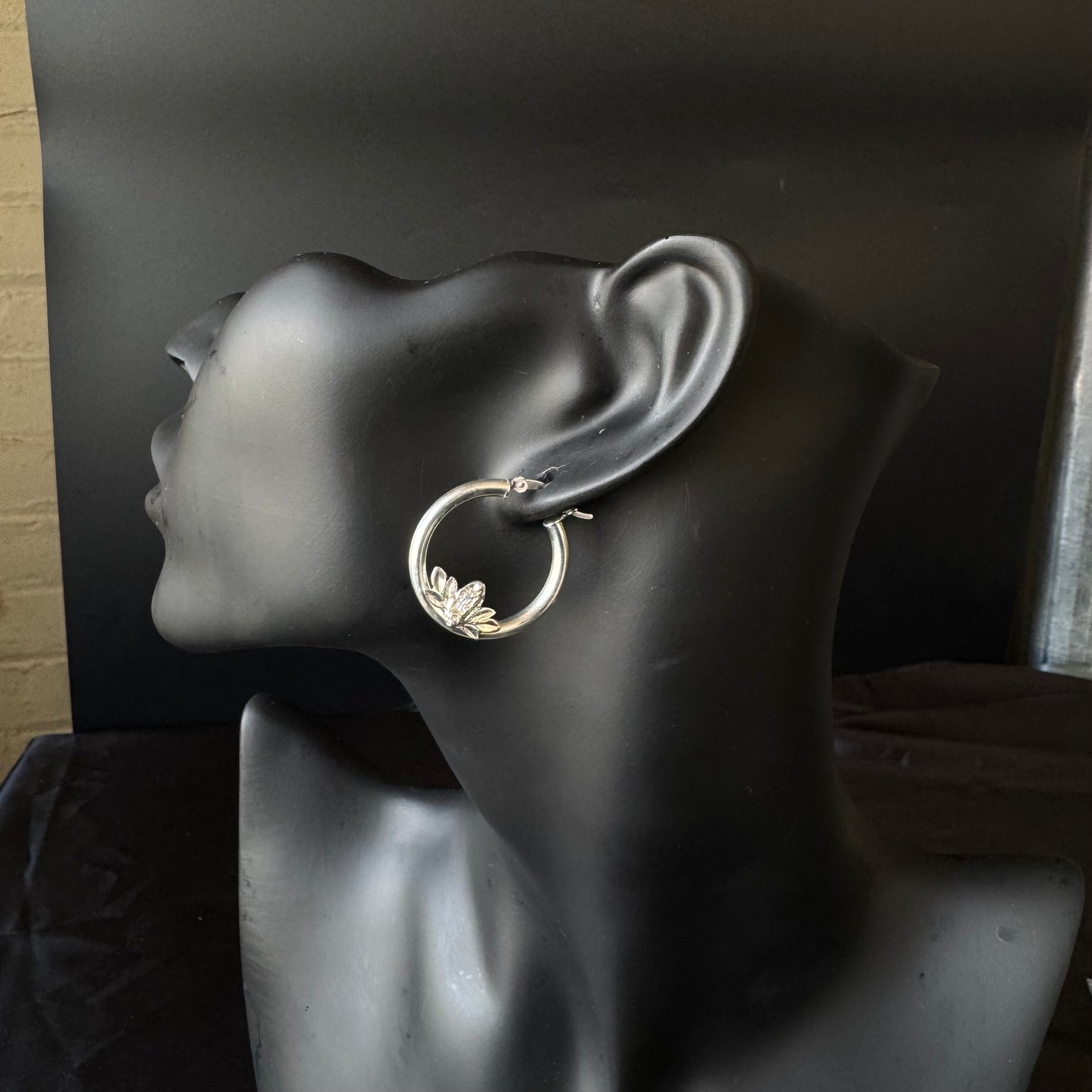 Virgen de Guadalupe 925 Sterling Silver Hoops