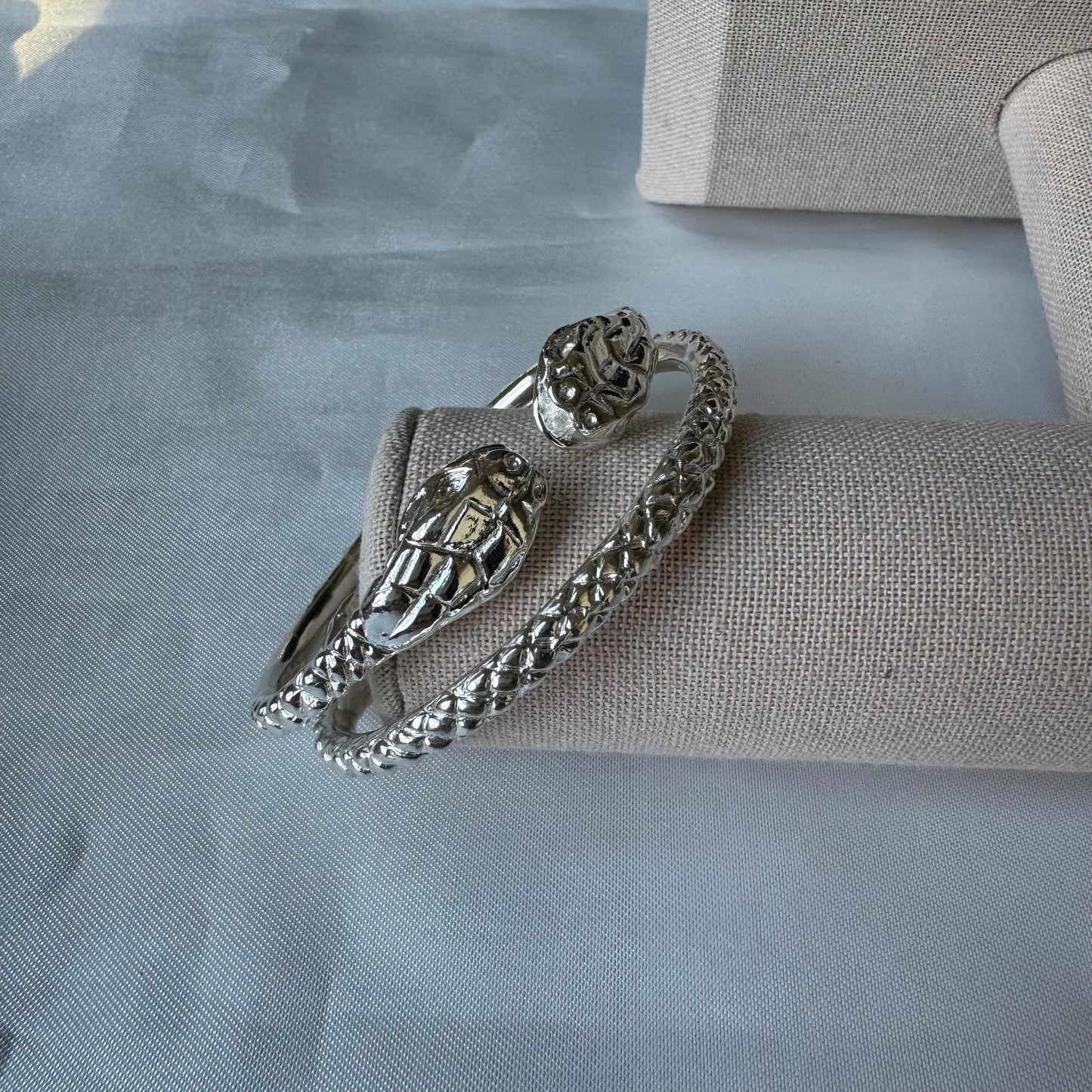 Better Jewelry Thick Snake Ends .925 Sterling Silver West Indian Bangles, 1 pair