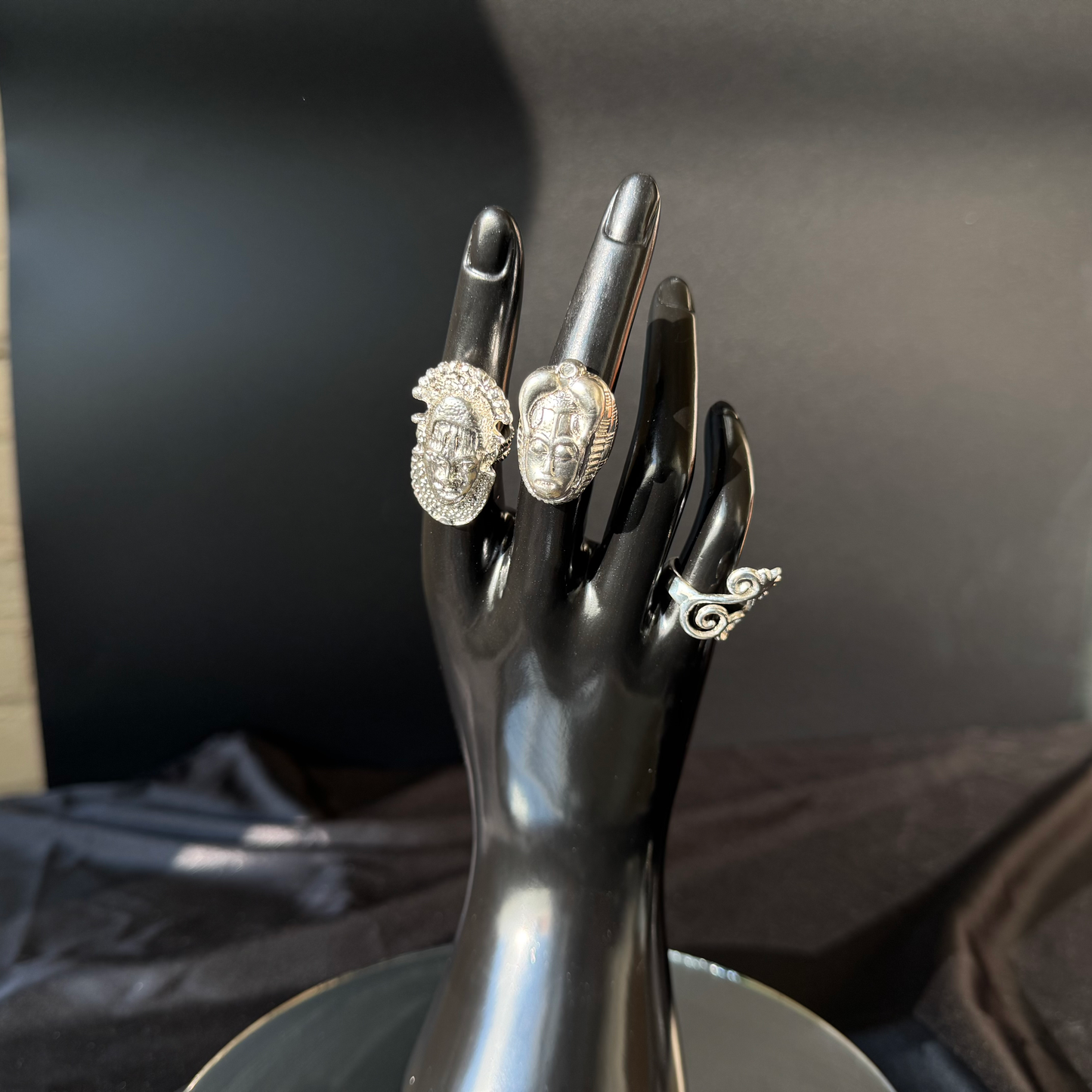 African Mask .925 Sterling Silver Statement Ring