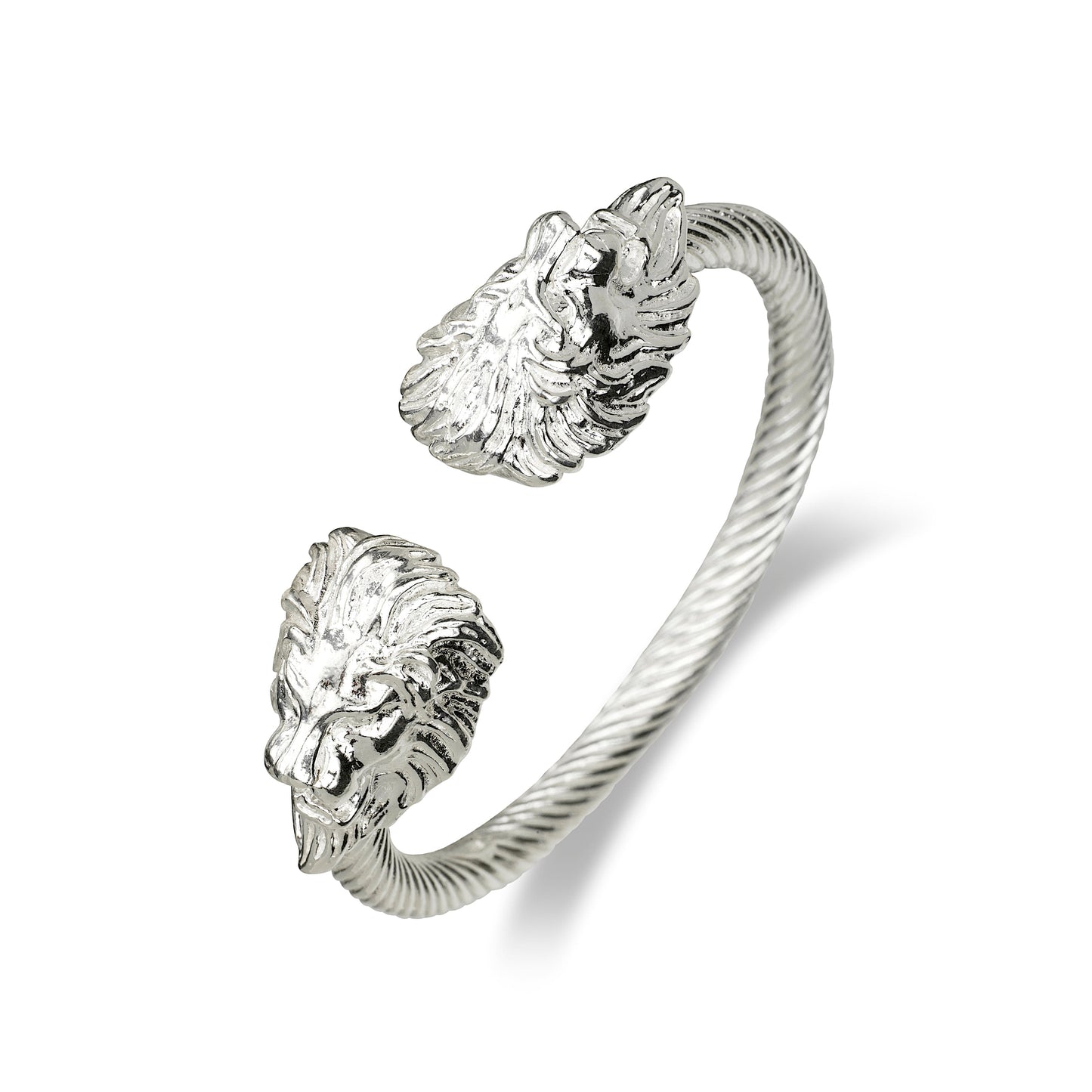Better Jewelry Lion Ends Coiled Rope .925 Sterling Silver West Indian Bangles (ONE Pair) (Made in Usa)
