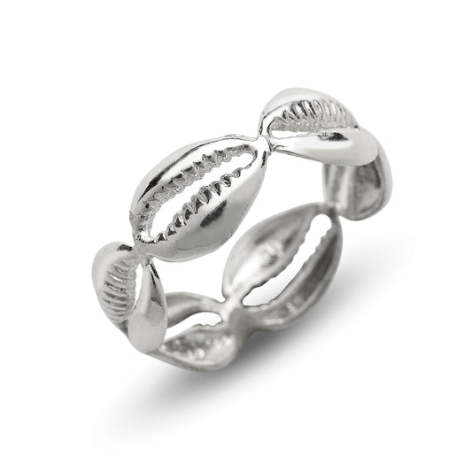 Cowrie Shell .925 Sterling Silver Band Ring