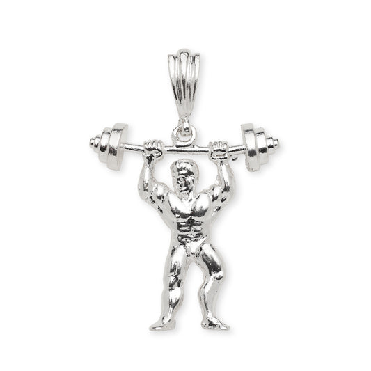 Better Jewelry .925 Sterling Silver Bodybuilder Muscular Male Barbell Sports Vintage Charm Pendant