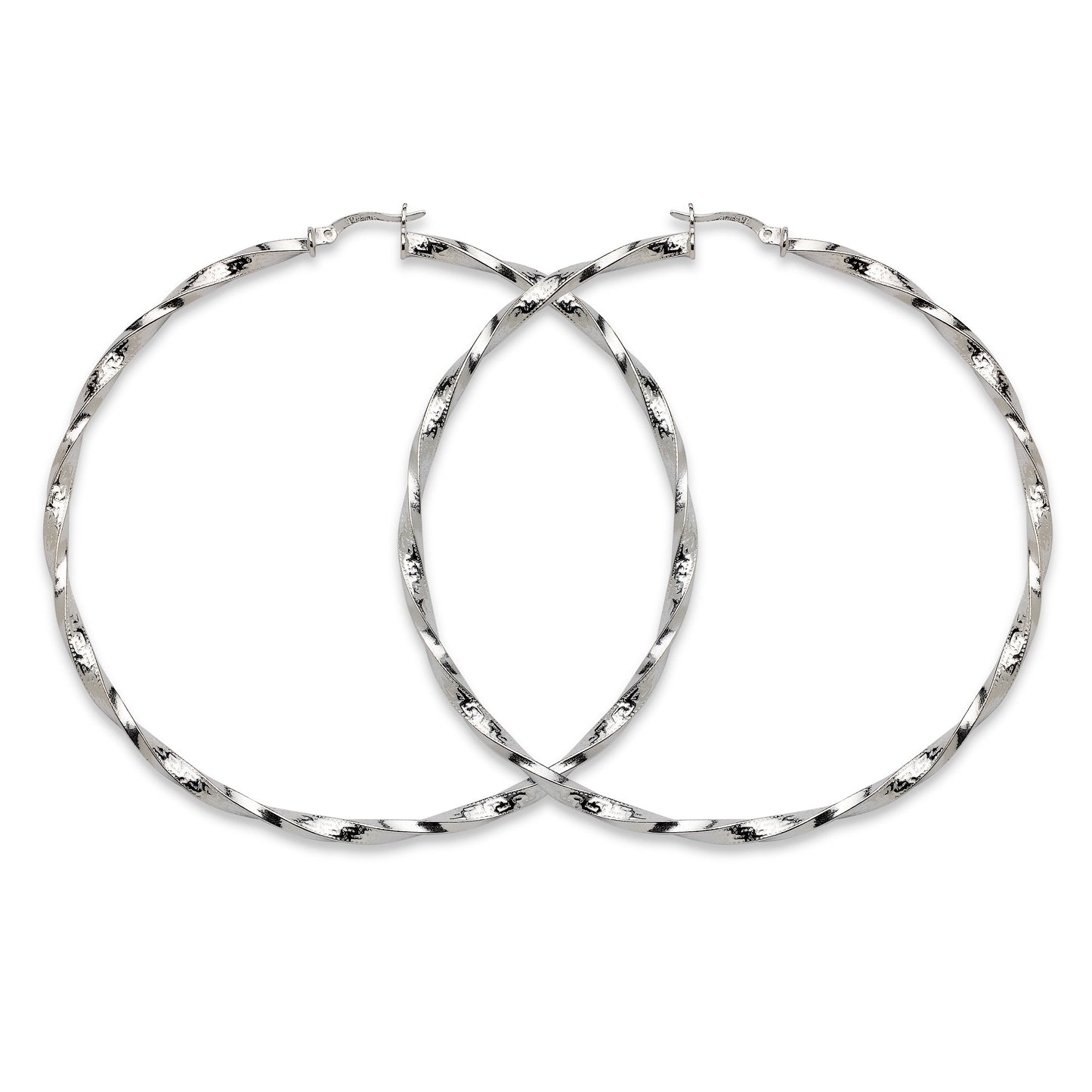 High Polish Greek Key Circle Screw Hoop Earrings .925 Sterling Silver