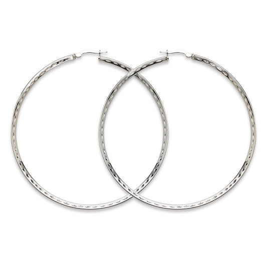 NEW! High Polish Diamond Cut Hoop Earrings .925 Sterling Silver
