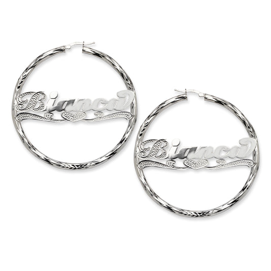 Personalized .925 Sterling Silver Twisted Circle Hoop Earrings .925 Sterling Silver