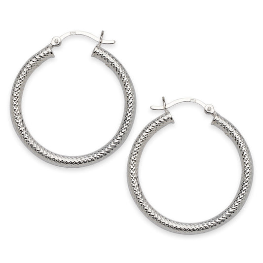 High Polish Tight Zigzag Circle Hoop Earrings .925 Sterling Silver