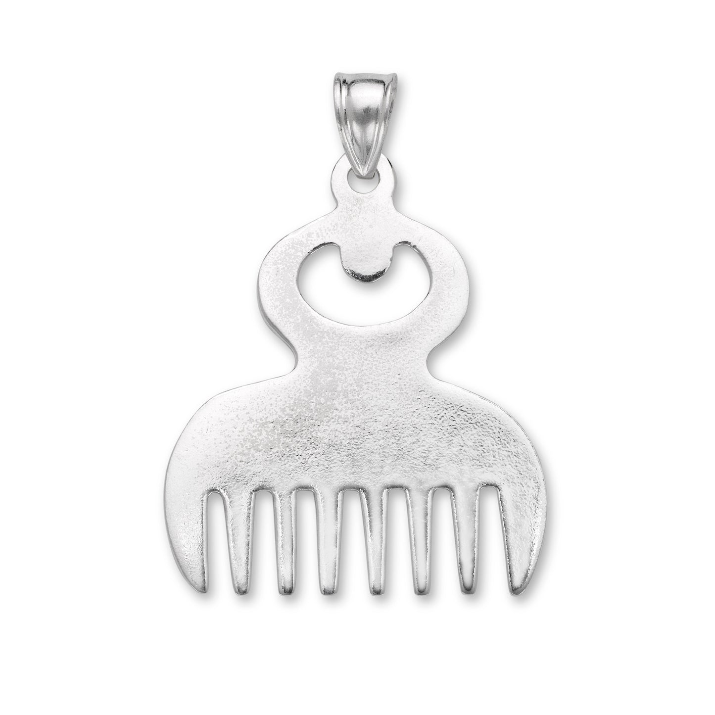 Duafe, African Comb .925 Sterling Silver Pendant Necklace
