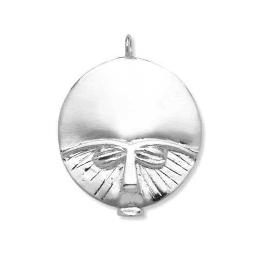 Round African Mask .925 Sterling Silver Pendant