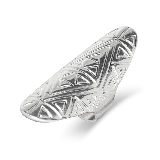 African Tuareg .925 sterling silver Ring, Full Finger Ring, Oval Ring, Long Ring, African Ring, Afrocentric Jewelry, ring for women