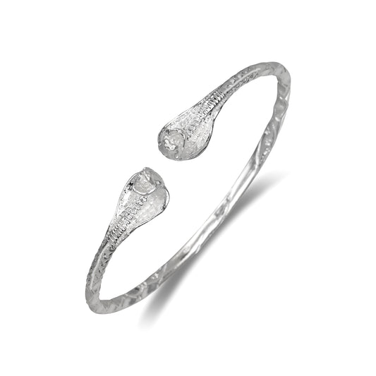 Cobra Heads .925 Sterling Silver West Indian Bangle, 1 piece
