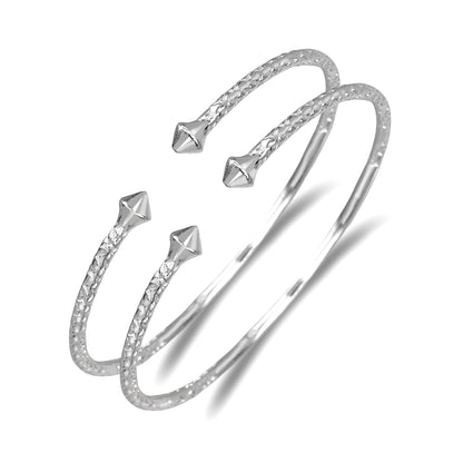 Better Jewelry Smooth Pyramid Ends .925 Sterling Silver West Indian Bangles (24 grams), 1 pair