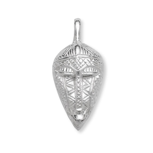 Better Jewelry African Tribal Heavy Mask .925 Sterling Silver Pendant