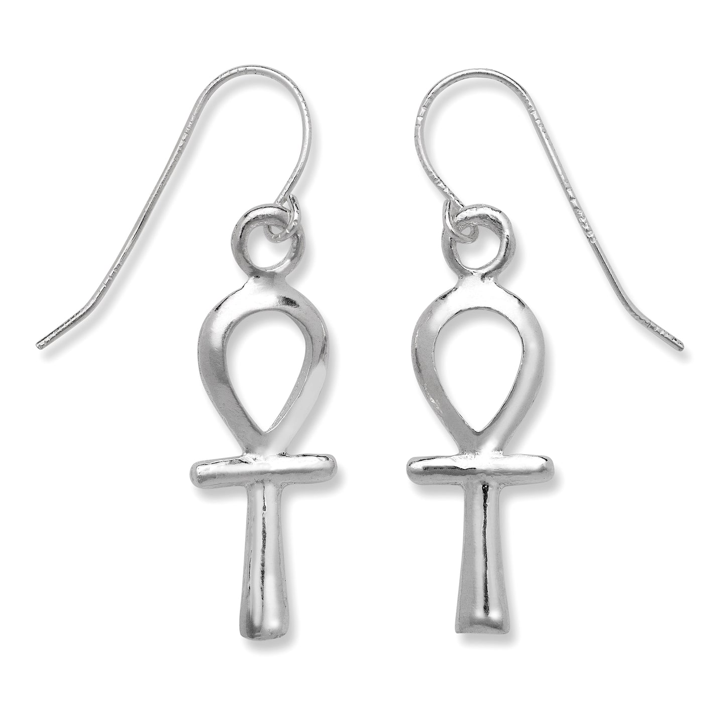 Small Egyptian Ankh Cross .925 Sterling Silver Earrings
