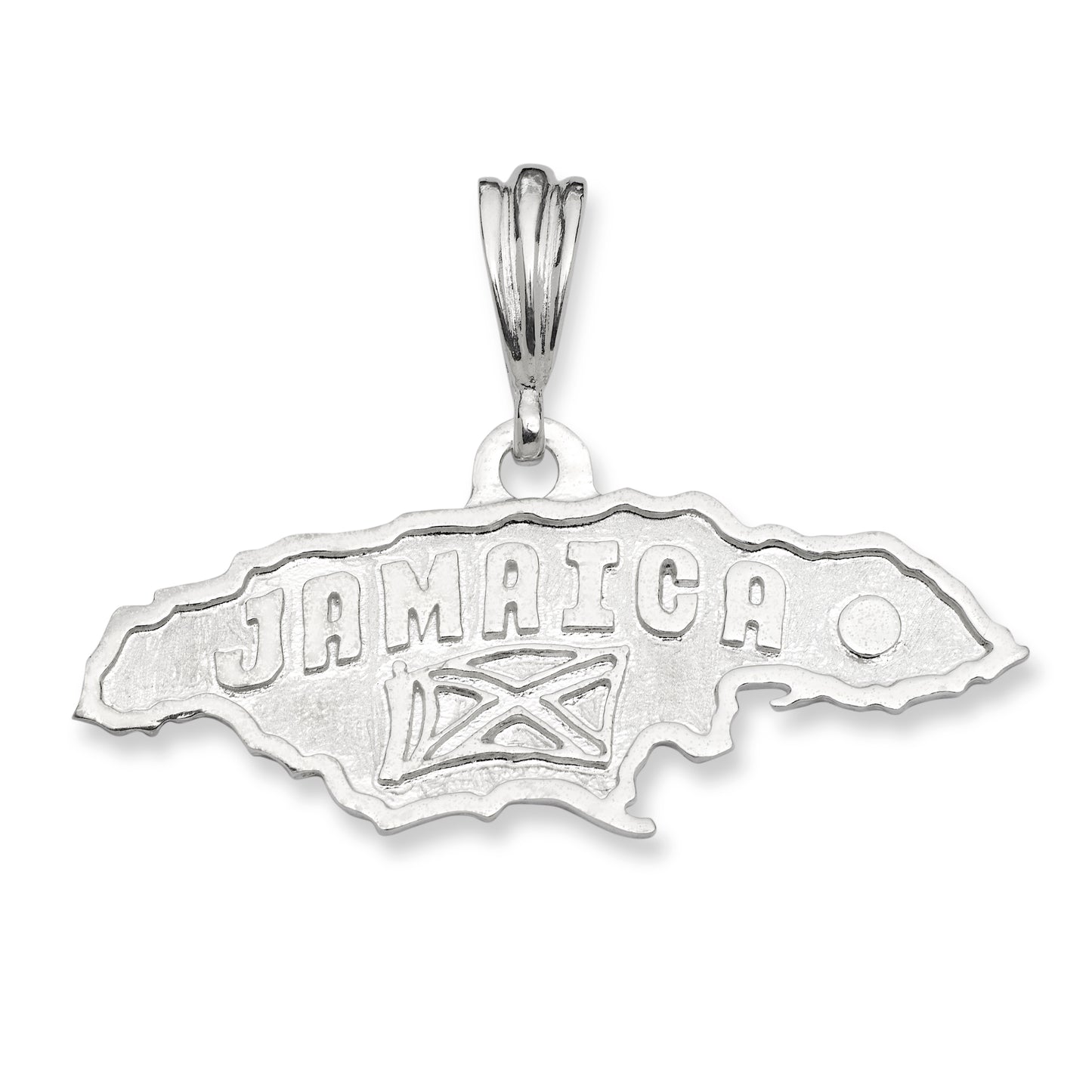 Jamaica Map .925 Sterling Silver Pendant Necklace