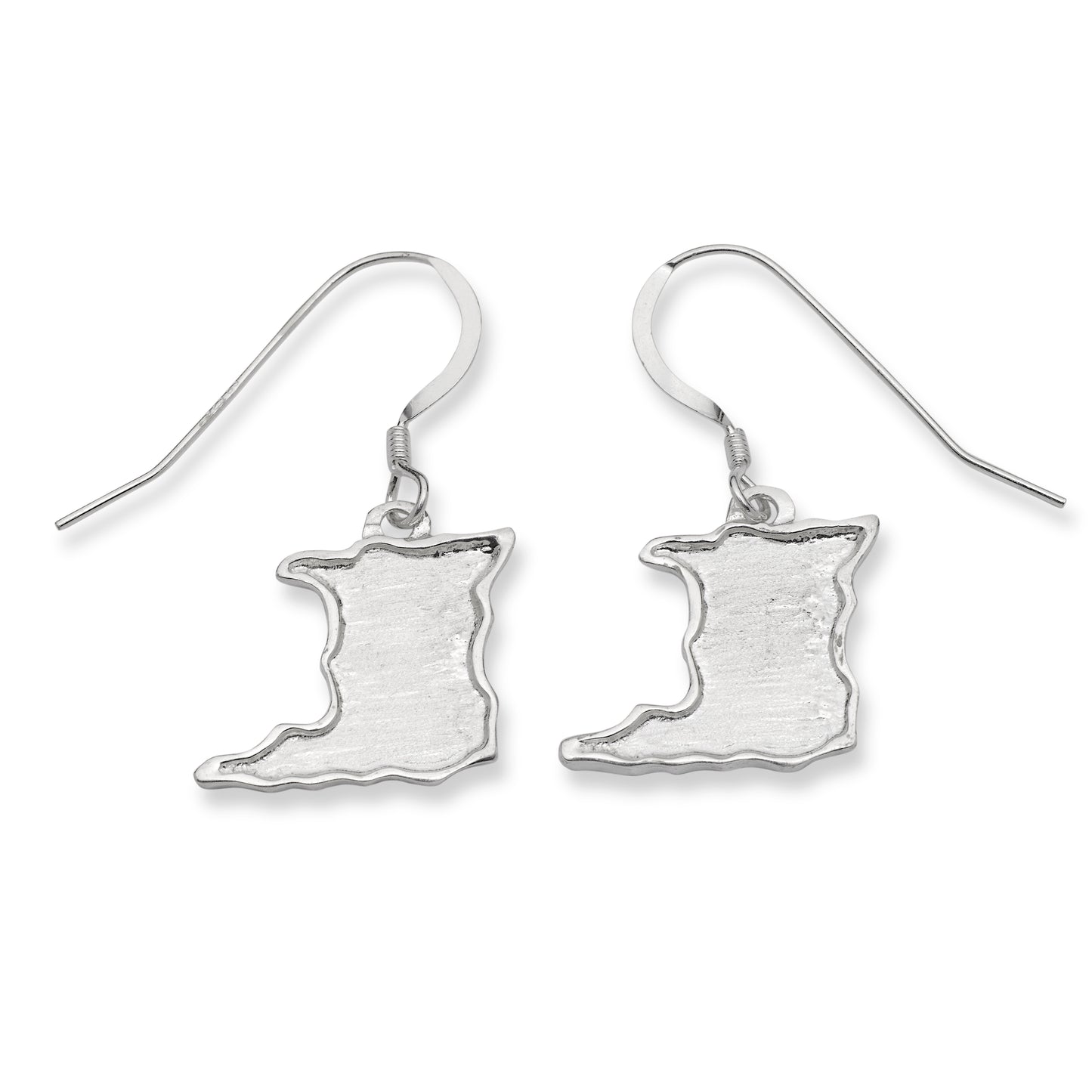 Small Trinidad Map 925 Sterling Silver Earrings