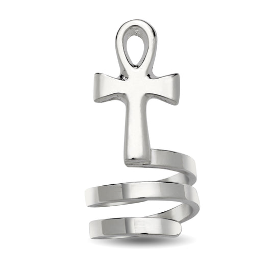 Ankh Spiral Three Row .925 Sterling Silver Ring