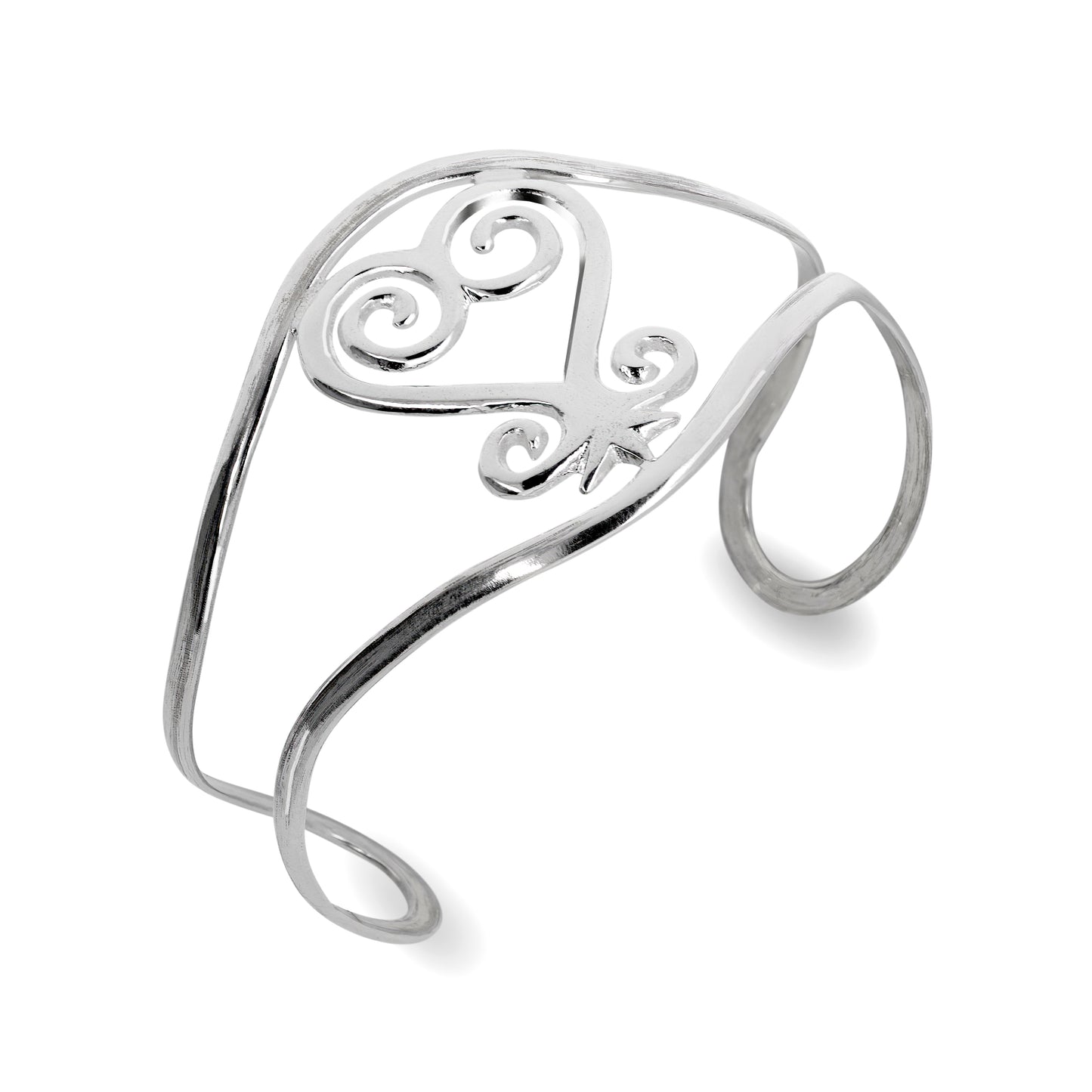 Sankofa Symbol 925 Sterling Silver Cuff Bracelet, Adjustable Bangle