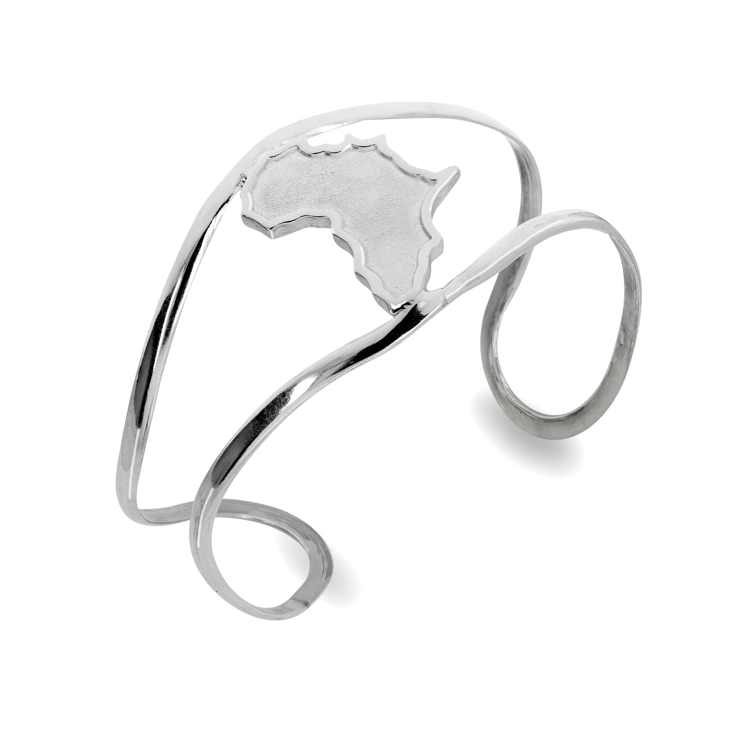 African Map 925 Sterling Silver Cuff Bracelet, Adjustable Bangle