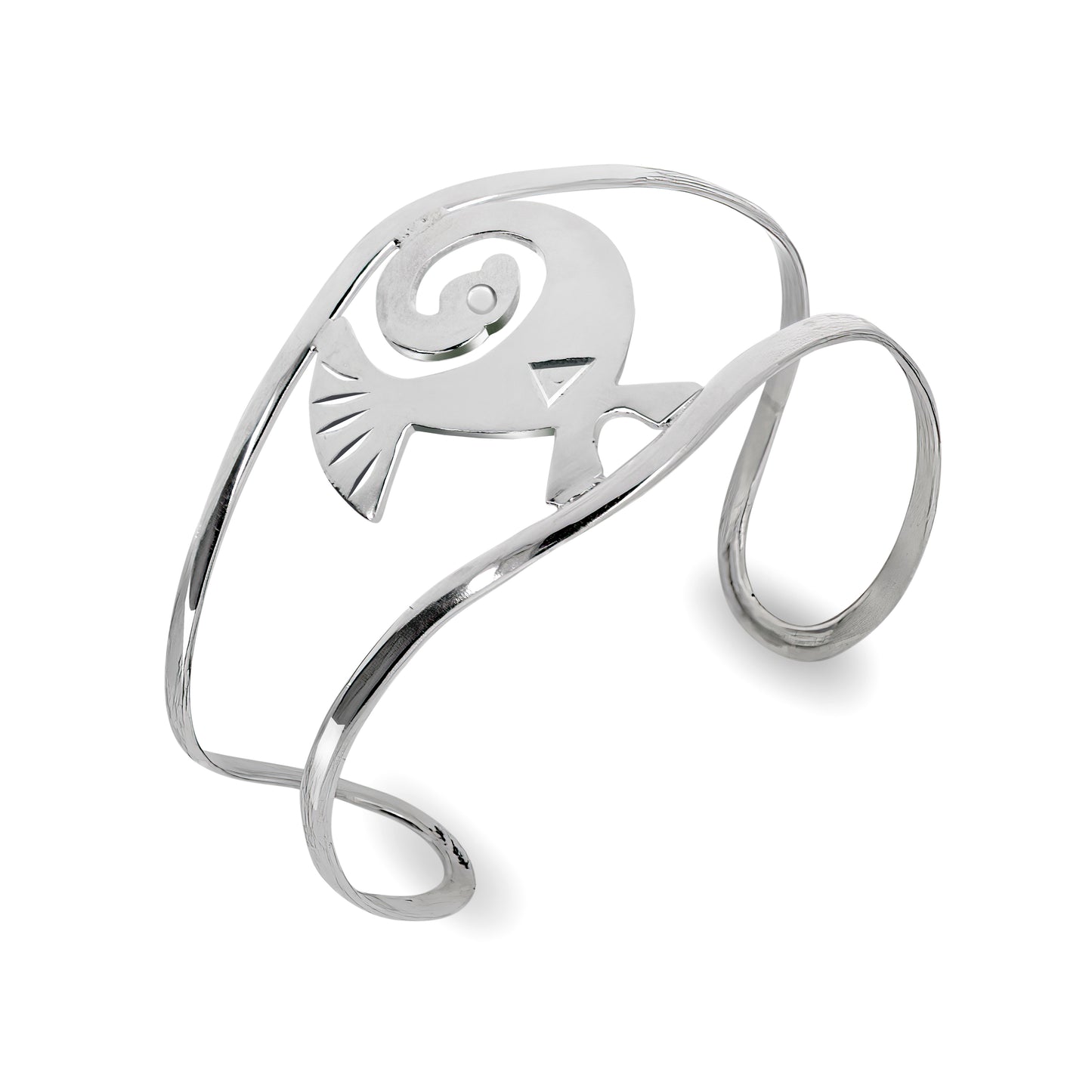 Sankofa Bird 925 Sterling Silver Cuff Bracelet, Adjustable Bangle