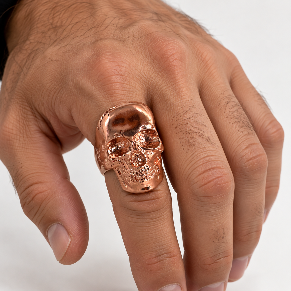 Bold Skull Statement Ring – Solid Copper