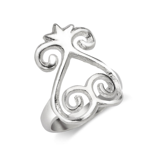 Sankofa .925 Sterling Silver Ring, Andinkra Symbol Jewelry