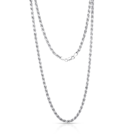 Better Jewelry 3.2mm Rope Diamond cut Chain Necklace .925 Sterling Silver