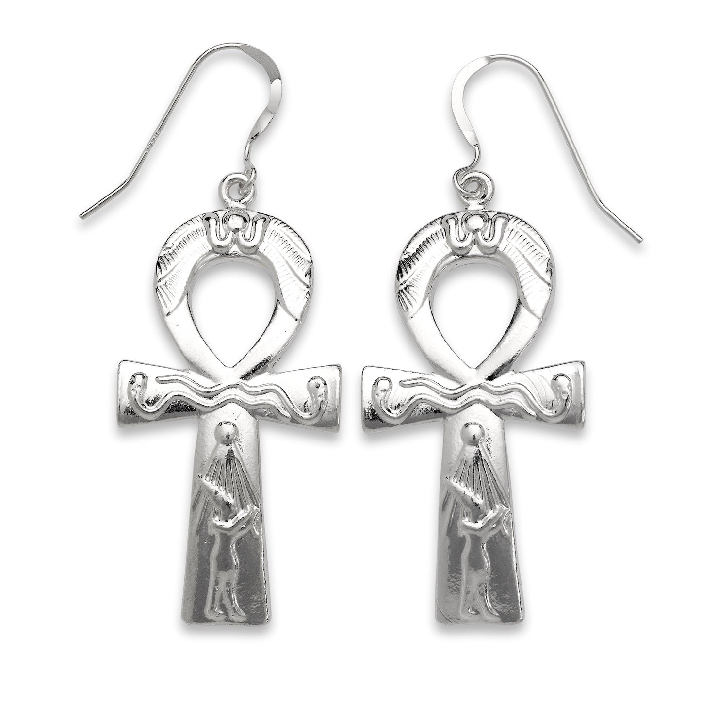 Sterling Silver Ankh Cross Earrings – Symbol of Life & Eternal Style