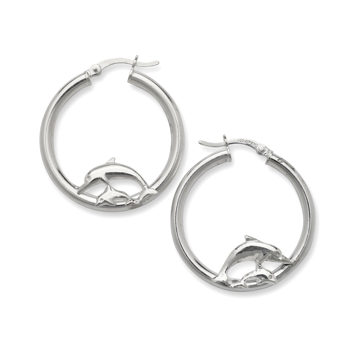 Dolphin 925 Sterling Silver Hoops