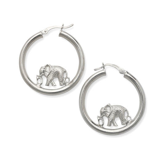 Elephant 925 Sterling Silver Hoops