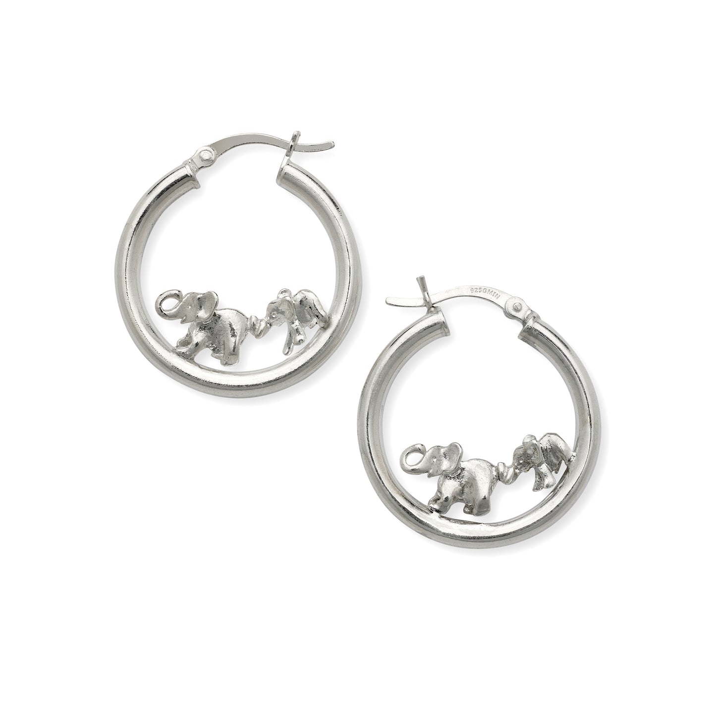 Elephant 925 Sterling Silver Hoops