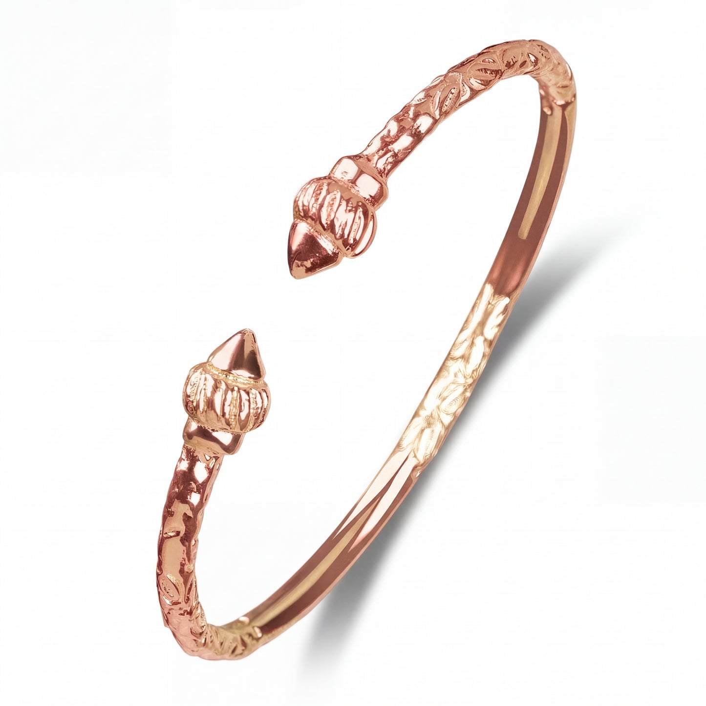 Taj Mahal Ridged Arrow Pure Copper West Indian Bangle, 1 piece